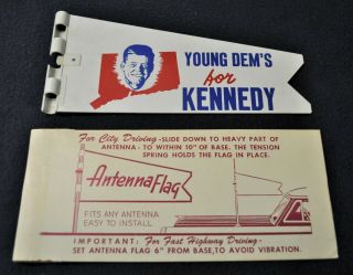 Vintage 1960 President John F.  Kennedy Political Campaign Antenna Flag - Jfk - 3d - 30