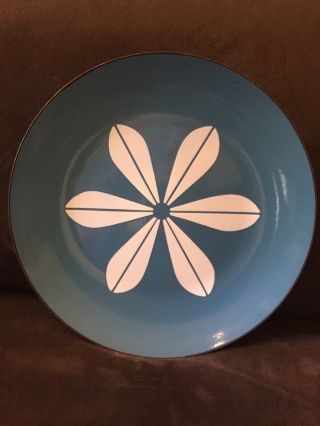 Large Cathrineholm Norway Vintage Enamel Lotus Blue White Plate Gr8 Colors