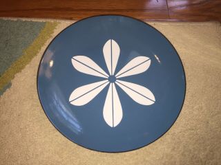 Large Cathrineholm Norway Vintage Enamel Lotus Blue White Plate Gr8 Colors 5