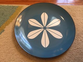 Large Cathrineholm Norway Vintage Enamel Lotus Blue White Plate Gr8 Colors 6