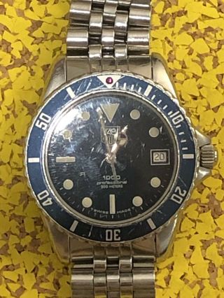 Tag Heuer 1000 Professional Diver’s Watch Vintage Blue Dial & Bezel 980.  613