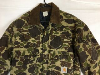 Vintage Carhartt Duck Camo Coveralls Overalls Coat Jacket Winter 46T USA 4