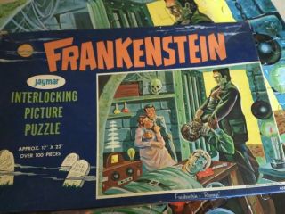 Vintage 1960 ' s Jaymar Frankenstein Werewolf puzzle complete 7