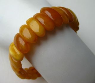 Vtg Art Deco Baltic Butterscoth Egg Yolk Amber Beaded Stretch Bracelet 14g 4