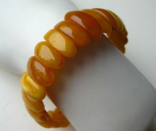 Vtg Art Deco Baltic Butterscoth Egg Yolk Amber Beaded Stretch Bracelet 14g 8