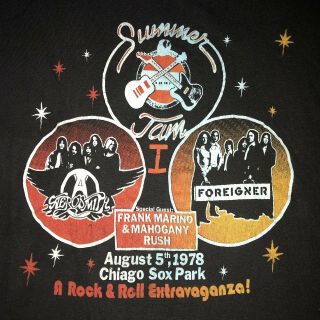 Vintage 1978 AEROSMITH Chicago Summer Jam Concert T - Shirt 70s 1970s Tour 3