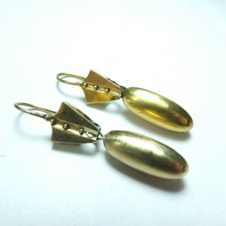 Antique Victorian 9ct Gold Egyptian/etruscan Drop Earrings For Pierced Ears A/f