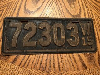 1915 Wisconsin License Plate Vintage Antique Tag 72303
