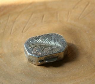 Vintage Sterling Silver Engraved Leaf Pill Box