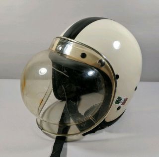 Vintage A.  G.  V Motocross Helmet & Bubble Visor Shield Motorcycle 60s Agv 58 7 1/8