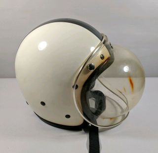 Vintage A.  G.  V Motocross Helmet & Bubble Visor Shield Motorcycle 60s AGV 58 7 1/8 2
