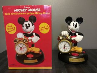 Disney Mickey Mouse Animated Talking Alarm Clock Vintage