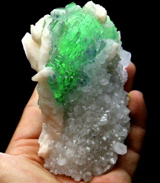 557g Rare Ladder - Like Green Fluorite & Calcite Crystal Mineral Specimen/china