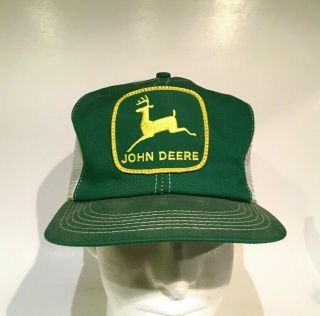 Vintage John Deere Trucker Hat K Brand Mesh Snapback Green White W/ Patch Usa