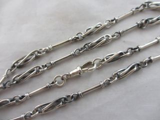 Antique Sterling Silver Chain Link Necklace 64 Cm 25.  4 " Victorian C1890 Tbj05148