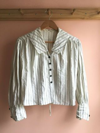 Vintage Antique 19th Century Calico Handmade Prairie Blouse Authentic S Cropped