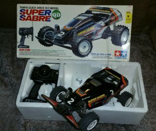 Vintage Tamiya 1/10 Rc Sabre Off Road Racer Quick Drive W/box & Controller