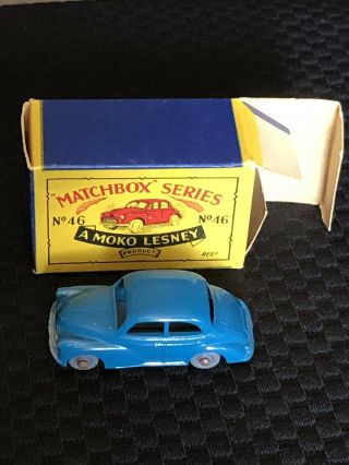 Vintage Moko Lesney Matchbox 46 Morris Minor 1000 In Blue With Box