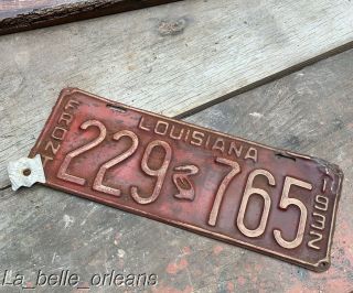 Rare 1932 Louisiana Front License Plate W/original Orleans Brake Tag Shield