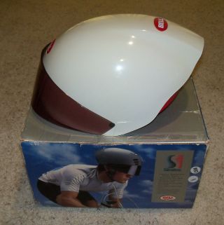 Vintage Bell Stratos Cycling Bicycle Bike Helmet,  White,  Visor,  Large,  L,  1986