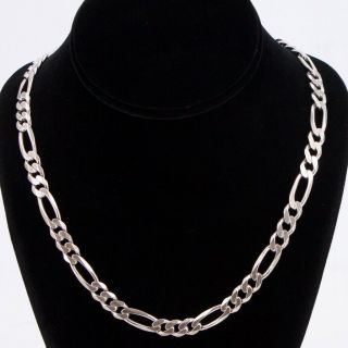 Sterling Silver - Italy 8mm Figaro Link Chain 38.  75 " Necklace - 89.  5g
