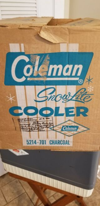 Vintage Coleman Snow Lite Steel Plastic Ice Chest Cooler Rare Color Charcoal Box 3