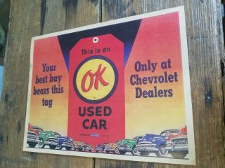 Vintage 1950s Ok Cars Chevrolet Dealer Window Display Sign Gas Oil Print