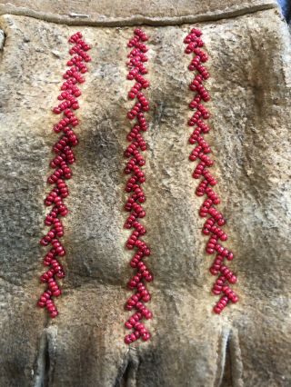 Vtg Antique Native American Leather Beaded Gauntlet Gloves 4