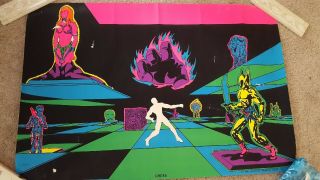 1971 Black Light Poster " Chess " Psychedelic Houston Blacklight Vintage