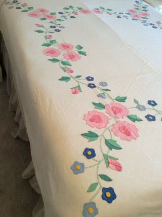 Vintage Bucilla Floral Appliqué Quilt Top From Kit 2