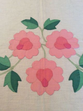 Vintage Bucilla Floral Appliqué Quilt Top From Kit 4