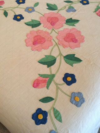 Vintage Bucilla Floral Appliqué Quilt Top From Kit 5