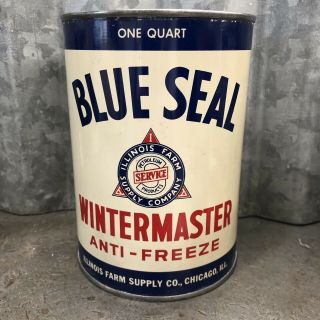 Blue Seal Wintermaster Anti - Freeze Oil Can Quart Metal Vintage Antique