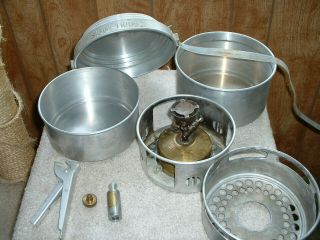 Vintage Sigg Tourist Aluminum Cookware Set With Stove