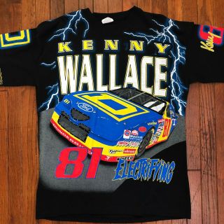 Vintage 90s Kenny Wallace Heat All Over Print T - Shirt Nascar Vintage USA Large 4