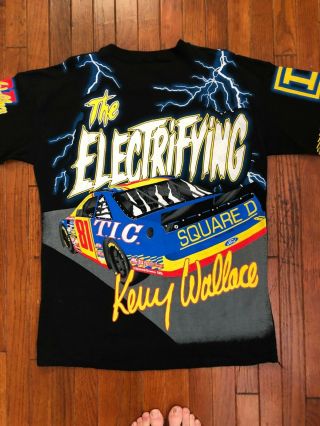 Vintage 90s Kenny Wallace Heat All Over Print T - Shirt Nascar Vintage USA Large 6