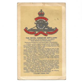 Ww2 Era Canada Royal Canadian Artillery Emblem Postcard Nova Scotia 1940 Patriot