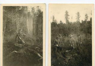 2 X Photo Ww2 German Soldiers Hunter With Killed Elk Wwii 389