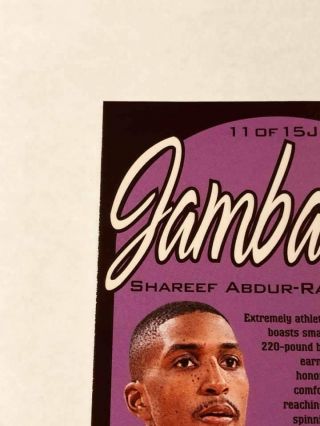 1997 - 98 E - X2001 Jambalaya UNCUT RARE Shareef Abdur - Rahim Grizzlies 11 6