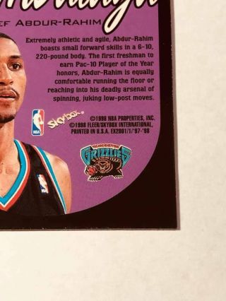 1997 - 98 E - X2001 Jambalaya UNCUT RARE Shareef Abdur - Rahim Grizzlies 11 9