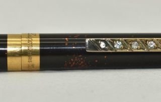 Vintage ST DUPONT Classique Gold Dust Lacquer Ballpoint Pen Diamonds on Clip 6