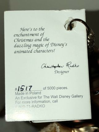 Christopher Radko Disney Ornament BELLE Beauty And The Beast RARE 7