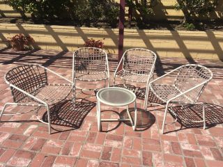 (set Of 5) Vintage Brown Jordan (4) Chairs And (1) Table Outdoor Furniture