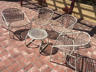 (Set of 5) Vintage Brown Jordan (4) Chairs and (1) Table Outdoor Furniture 2