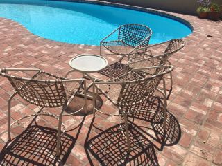 (Set of 5) Vintage Brown Jordan (4) Chairs and (1) Table Outdoor Furniture 3