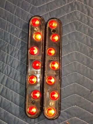 Vintage Pair Persons Long 7 Red Glass Reflector Marble Vintage Truck Dodge Chevy