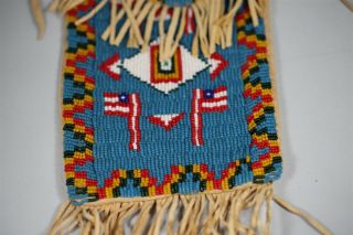 Very Rare NATIVE AMERICAN PLAINS INDIAN Tobacco Pipe BEADED BAG 2