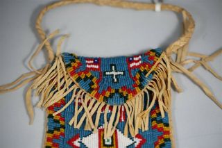 Very Rare NATIVE AMERICAN PLAINS INDIAN Tobacco Pipe BEADED BAG 3