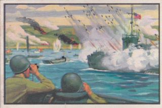 " D " Day Victory - 1954 Bowman " U.  S.  Navy Victories " History Card