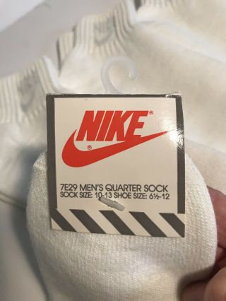 Vtg Old Stock Nike Air Block Letter Seoosh Logo Gray White Cotton Crew 5 Pr. 2